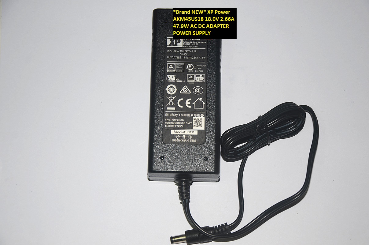 *Brand NEW* 18.0V 2.66A XP Power AKM45US18 47.9W AC DC ADAPTER POWER SUPPLY